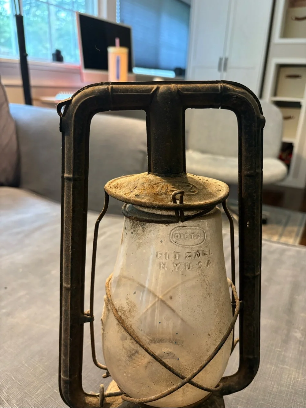 Vintage Metal Hurricane Lantern - Rustic Brown